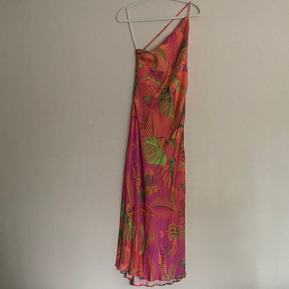 FARM Rio One-Shoulder Dress Ombré Forest Multicolor, Size XL - Picture 5 of 15